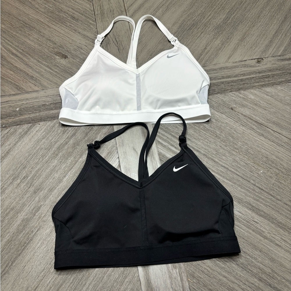 Nike Women's Black and White Sports Bras. Large.